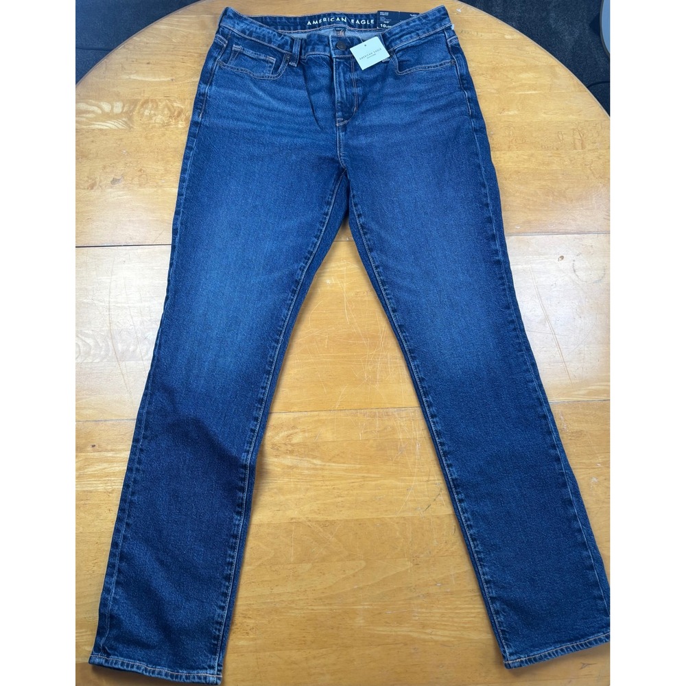 American Eagle Skinny Jeans Womens 10 Long Dark Wash Mid Rise Stretch Denim New